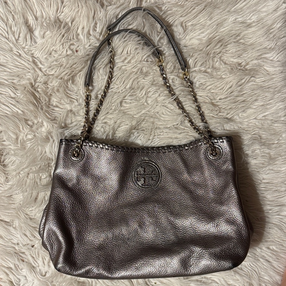 Tory Burch Shimmering Silver Shoulder Bag